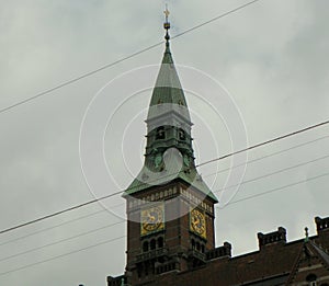 Denmark, Copenhagen, City Hall Square, Copenhagen City Hall, clock tower of the town hall