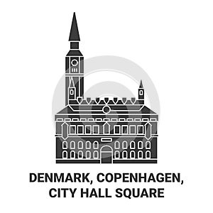 Denmark, Copenhagen, City Hall Square travel landmark vector illustration