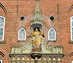 Denmark, Copenhagen, Griffenfeldsgade, Senior Center Sct. Joseph, a sculpture of Jesus Christ