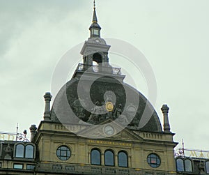 Denmark, Copenhagen, Kongens Nytorv 13, Magasin du Nord, the dome of the building with the clock tower