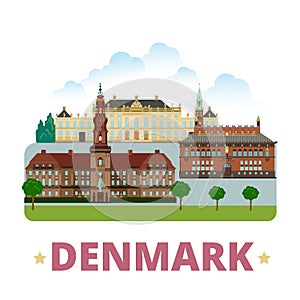 Denmark country design template Flat cartoon style