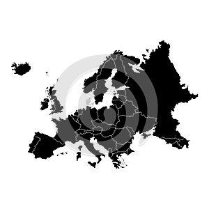 Denmark on Europe territory map. White background. Vector illustration