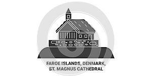 Denmark, Faroe Islands, St. Magnus Cathedral travel landmark vector illustration