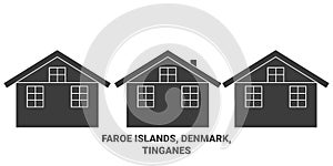 Denmark, Faroe Islands, Tinganes travel landmark vector illustration