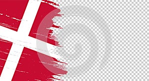 Denmark flag with brush paint textured isolated  on png or transparent background,Symbol of Denmark,template for banner,promote,