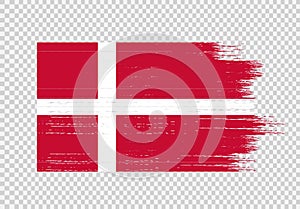 Denmark flag with brush paint textured isolated  on png or transparent background,Symbol of Denmark,template for banner,promote,