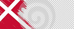 Denmark flag with brush paint textured isolated  on png or transparent background,Symbol of Denmark,template for banner,promote,