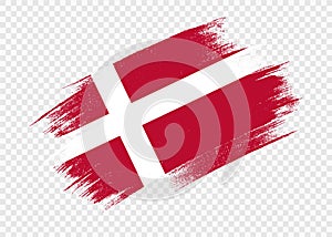 Denmark flag with brush paint textured isolated  on png or transparent background,Symbol of Denmark,template for banner,promote,