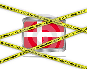 Denmark flag illustration. Coronavirus danger area, quarantined country
