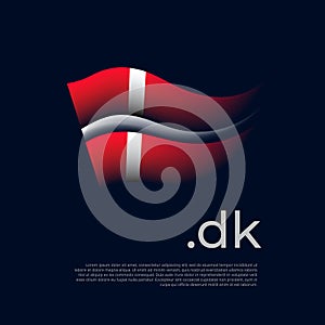 Denmark flag. Stripes colors of the danish flag on a dark background. Vector stylized design national poster with dk domain, place