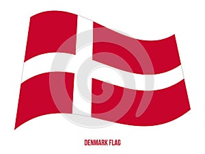 Denmark Flag Waving Vector Illustration on White Background. Denmark National Flag