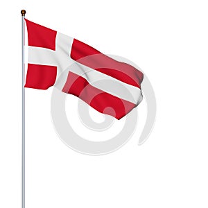 Denmark flag waving on white background