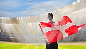 Denmark football team supporter on stadium