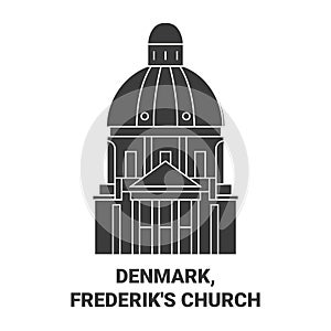 Denmark, Frederik's Church travel landmark vector illustration