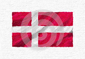 Denmark hand painted waving national flag.