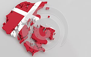 Denmark map with Danish flag