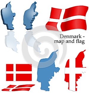 Denmark - map and flag set