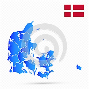 Denmark Map and flag on transparent background