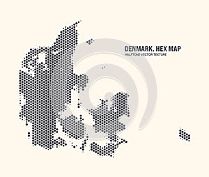 Denmark Map Vector Hexagonal Half Tone Pattern Isolated On Light Background