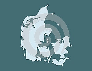 Denmark map vector using blue border lines on dark background