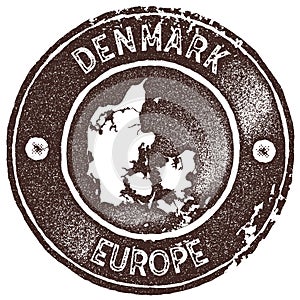 Denmark map vintage stamp.