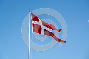 Denmark National Flag also called Dannebrog - Copenhagen, Denmark photo