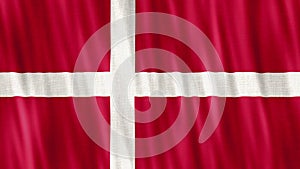 Denmark National Flag. Seamless loop animation closeup waving.