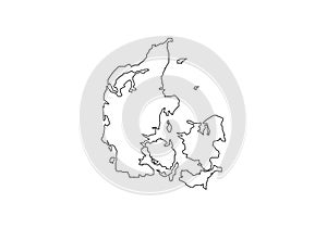 Denmark outline national borders map vector illustration Europe