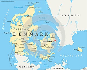 Denmark Political Map photo