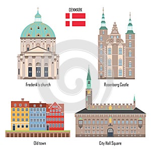 Denmark set of landmark icons