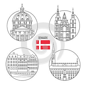 Denmark set of landmark icons