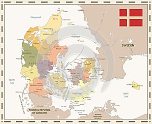 Denmark vintage color map