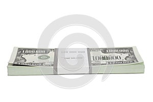 Denomination in one million dollars bills with tape