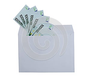 Denominations of 100 euros from the envelope