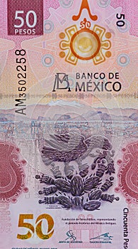 Denominations Mexico banknotes fifty pesos national a money photo