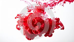 Vibrant Red Ink Cloud Exploding and Swirling in Clear Water Abstract Formation background