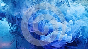 Dense Dark Blue-Cyan Liquid Smoky Abstract Foggy Background Generative AI Image