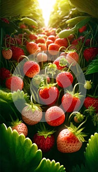 Abundant Harvest of Strawberries in Garden photo
