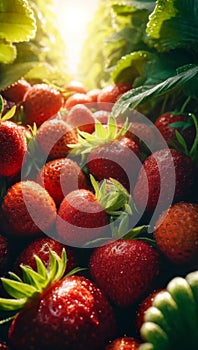 Abundant Harvest of Strawberries in Garden photo