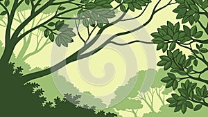 A Dense Forest Canopy with Sunlight Filtering Through, vector design Generative AI