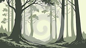 Dense Forest Path, Wilderness and Nature Trails, vector design Generative AI