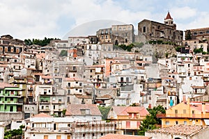 Dense houses in ancient sicilian mountain town