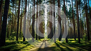 dense pine tree forest