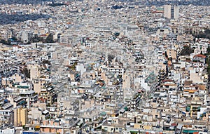 Dense residential area in Athens, Greece