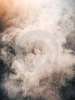 Dense smoke of different colors on a black background. Copy space
