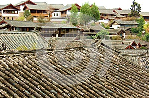 Dense tile houses in lijiang ancient town