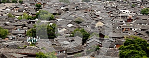 Dense tile houses in lijiang ancient town