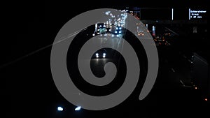 Dense traffic on German highway at night