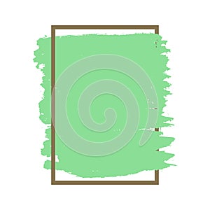 Dense vector green grunge texture brown frame isolated