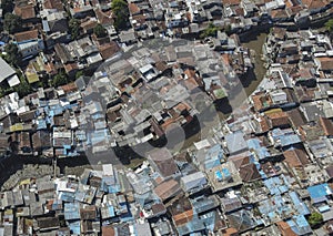 Densely populated residential area in the Taman Sari area, urban area of ??Bandung City, West Java, Indonesia